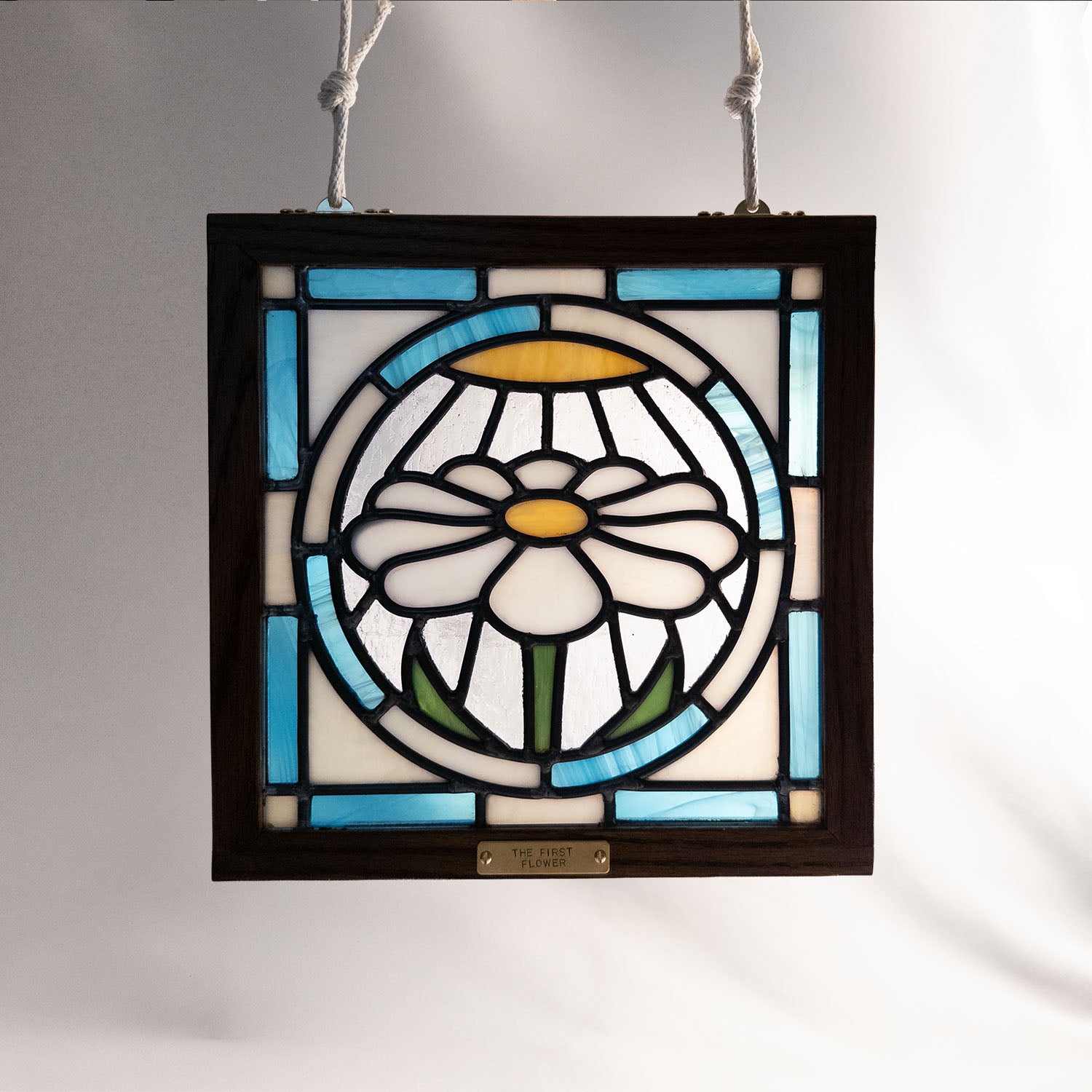 The First Flower (Blue) - Glass Window Art Panel