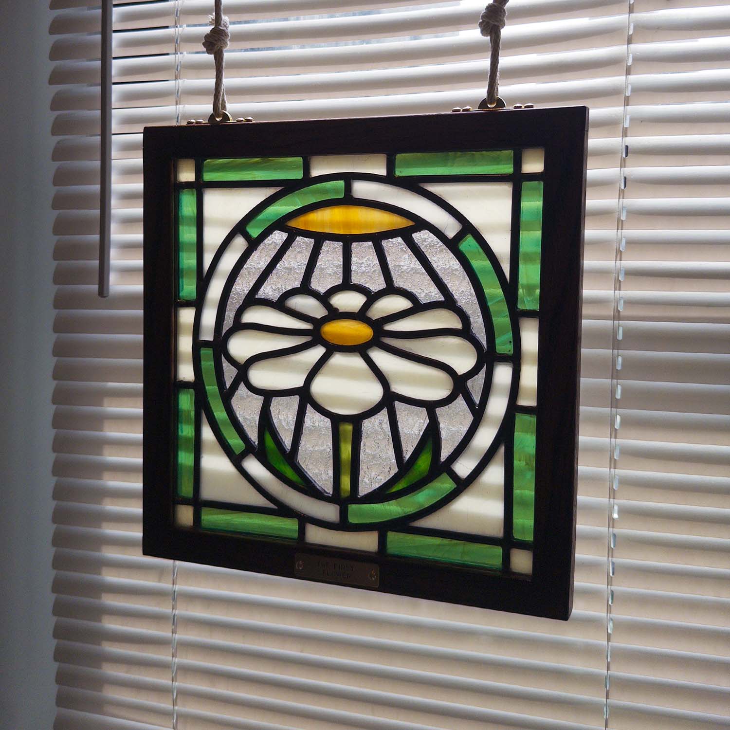 The First Flower (Green) - Glass Window Art Panel