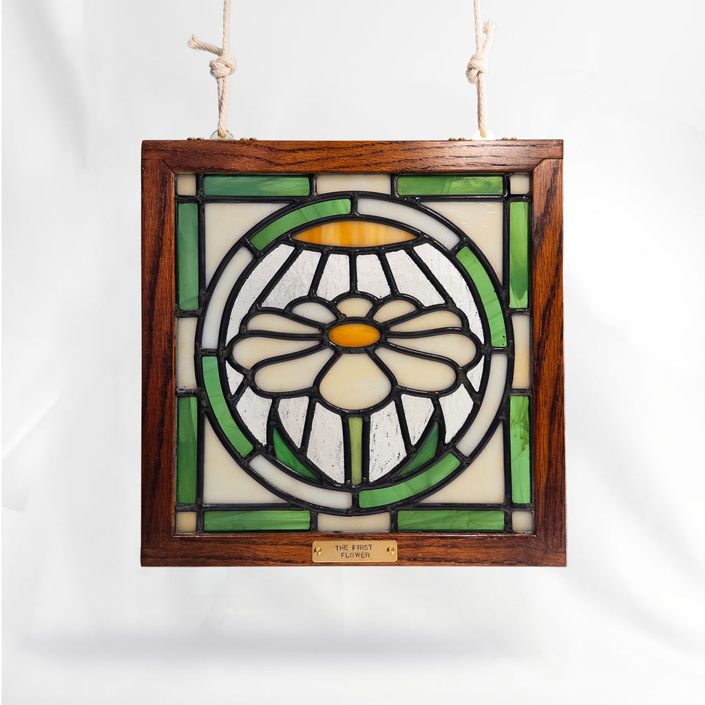 The First Flower (Green) - Glass Window Art Panel