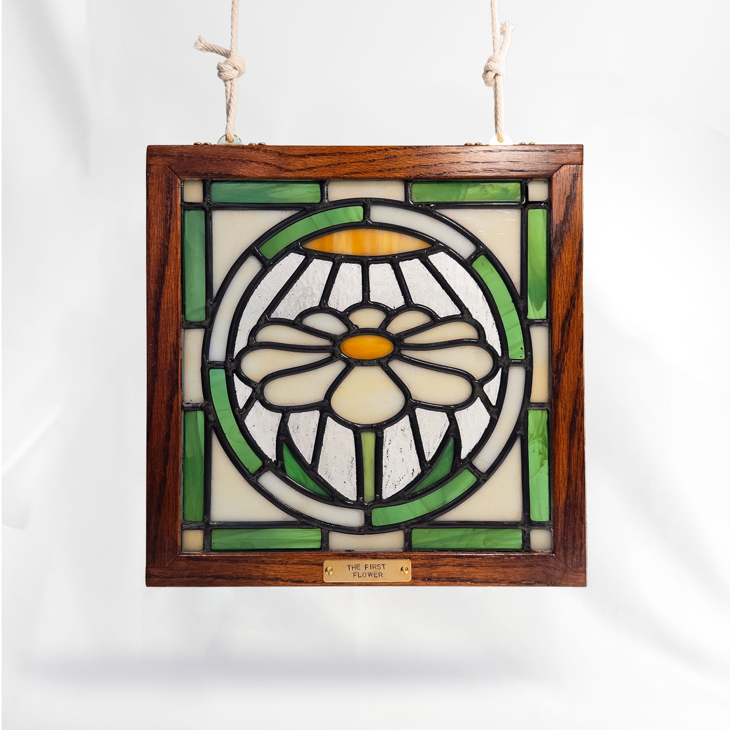 The First Flower (Green) - Glass Window Art Panel
