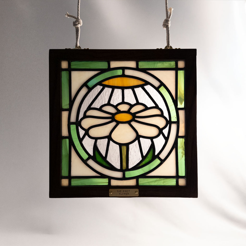 The First Flower (Green) - Glass Window Art Panel