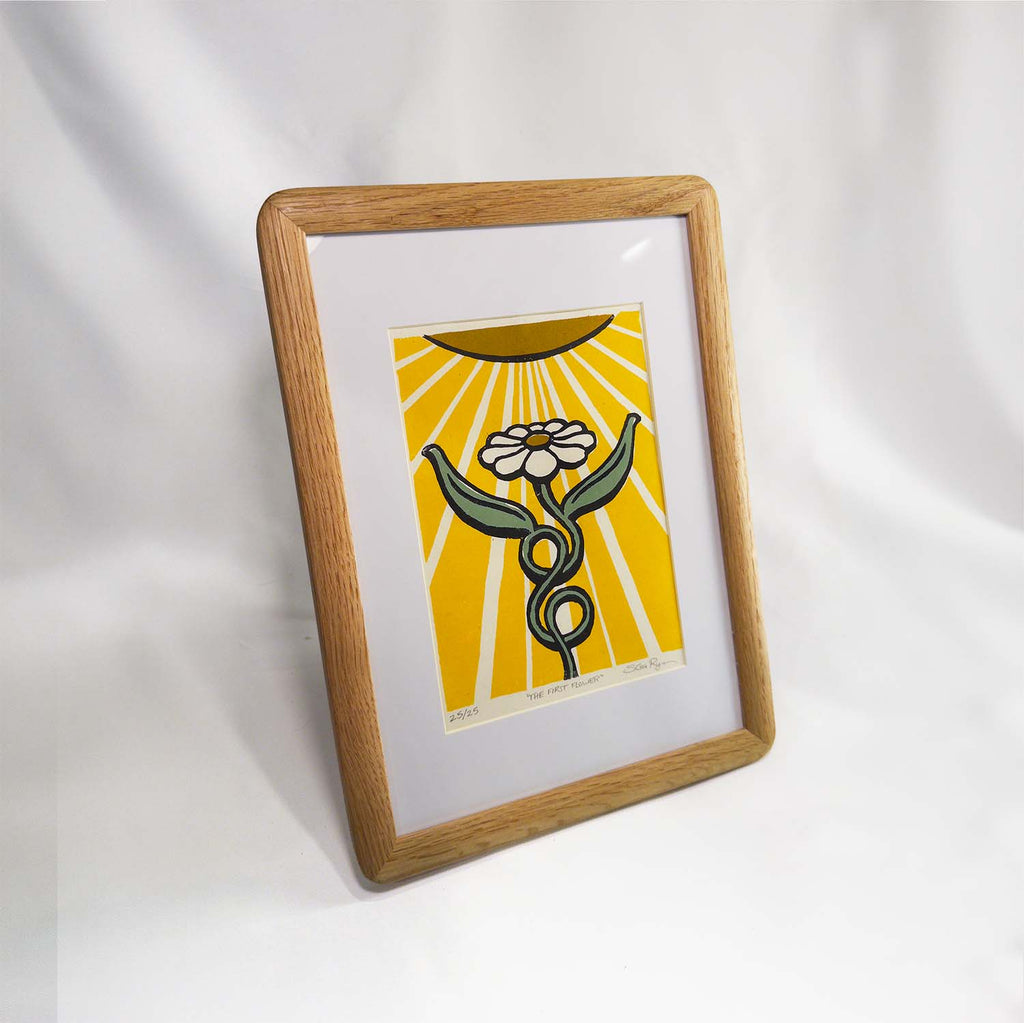 The First Flower (Print) - Framed Linocut